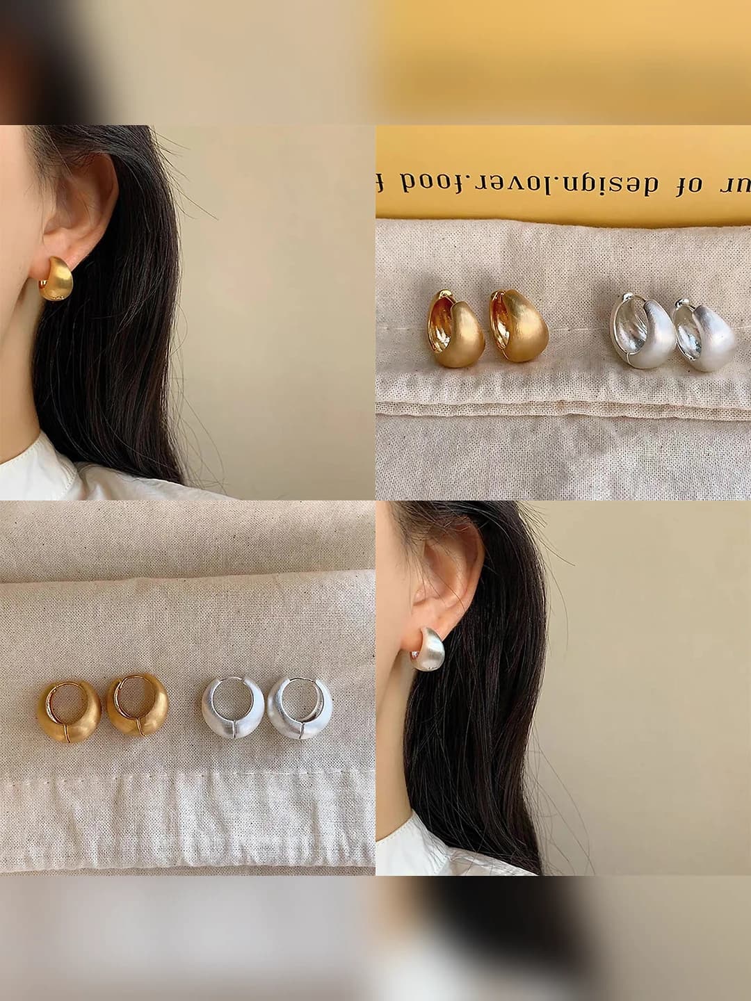 Women's French minimalist geometric copper earrings with 18k plating