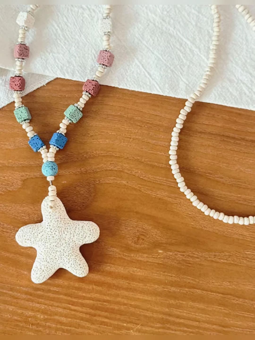 15# White Star Bead Necklace