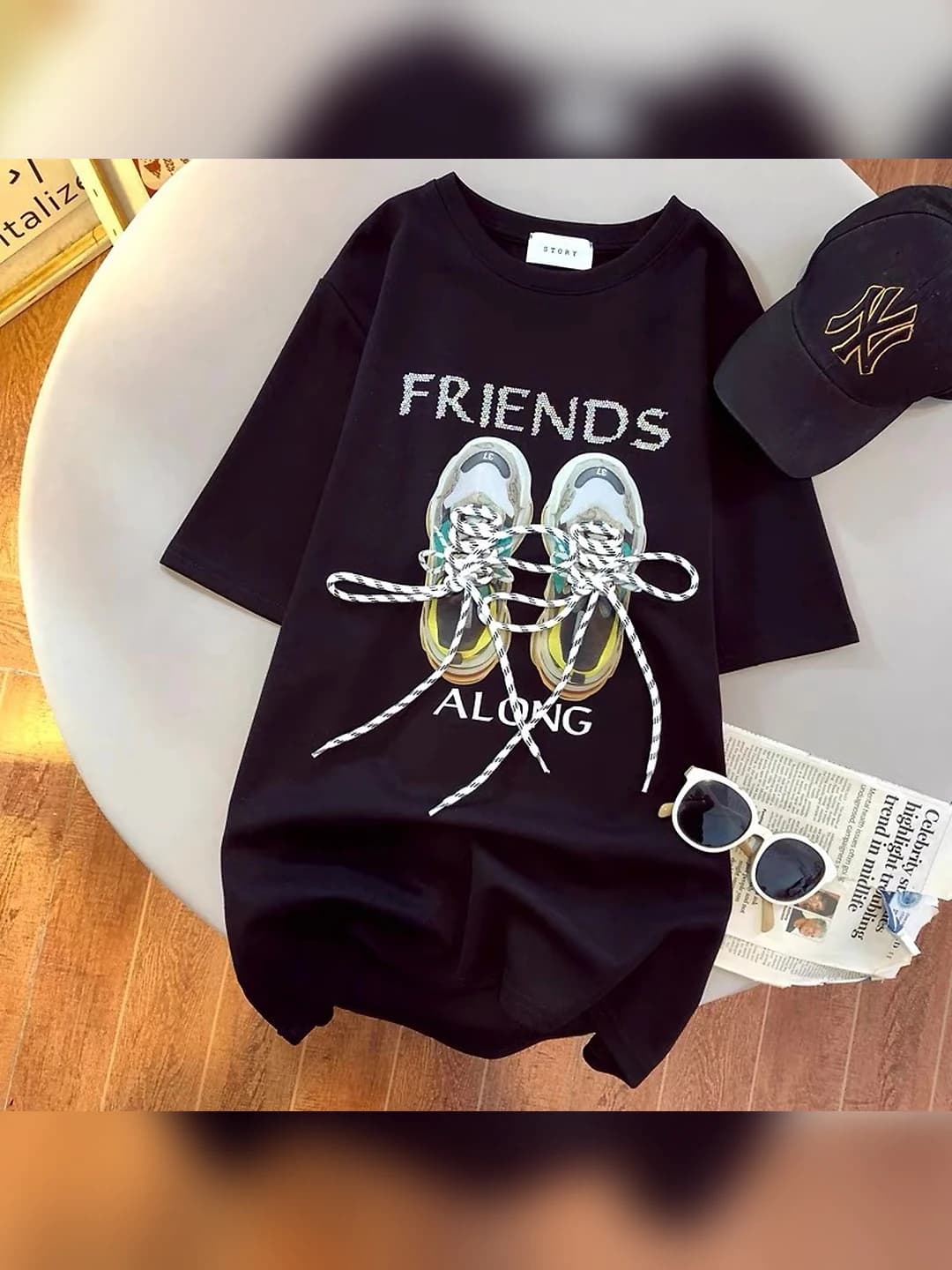 Women's loose fit cotton t-shirt with crew neck and short sleeve, summer 2026