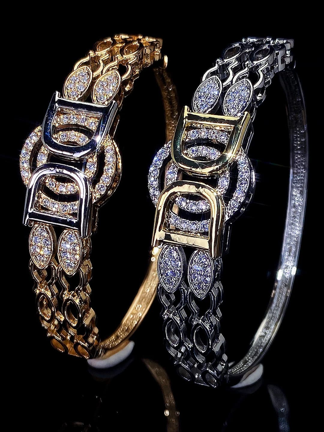 Gold-plated brass bracelet with zircon and D letter design for women and men