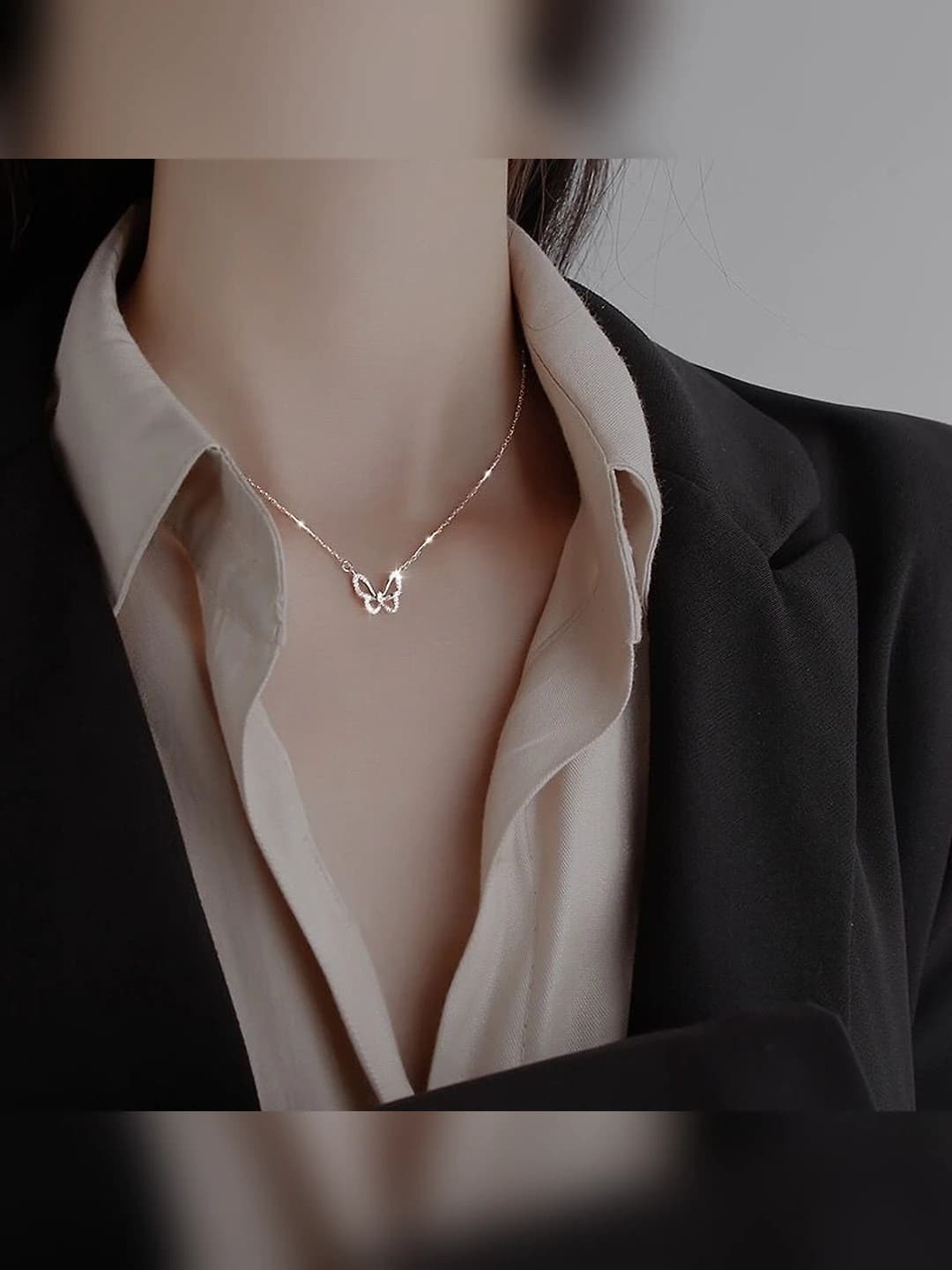 Gold diamond butterfly necklace