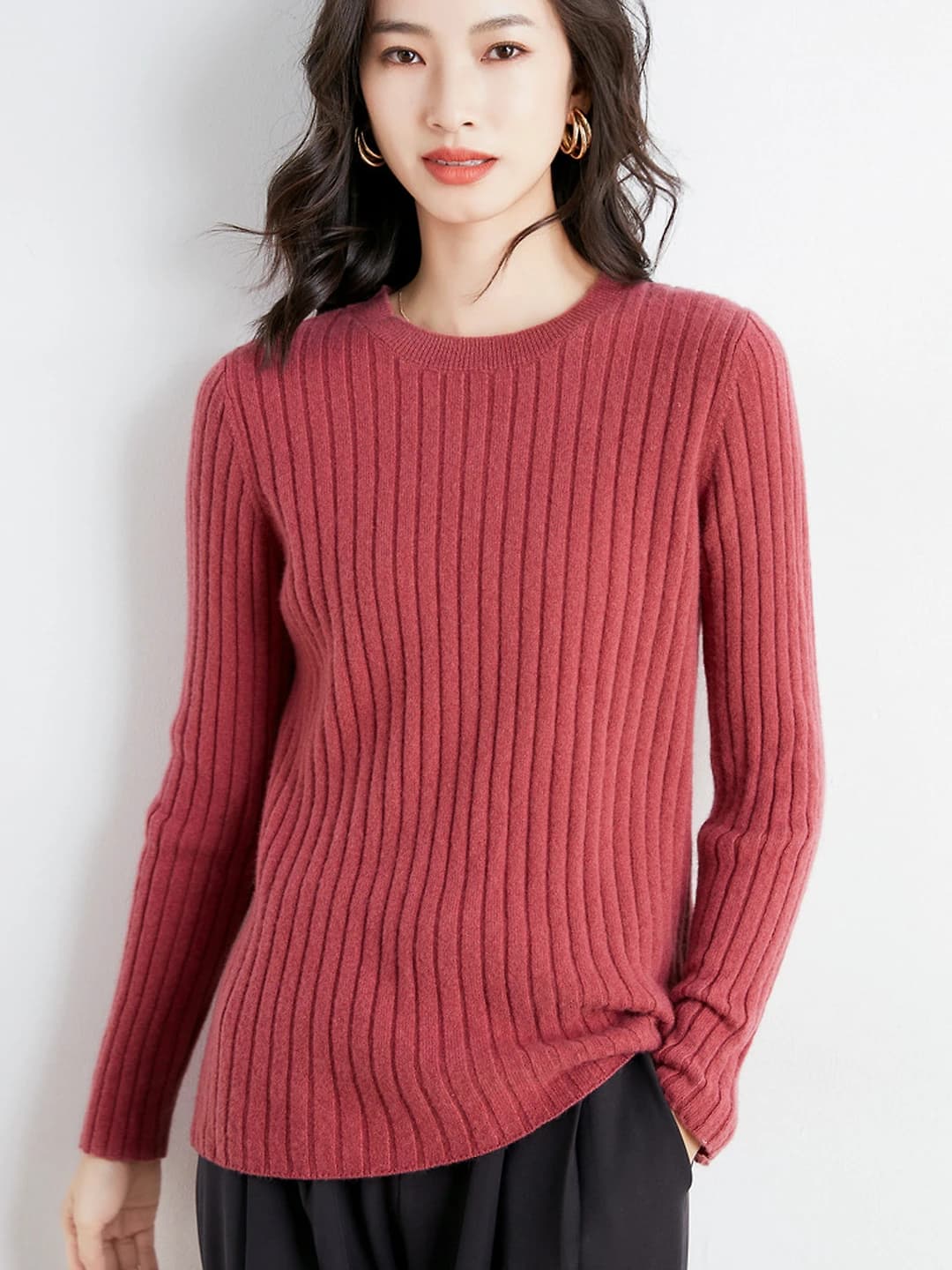 Round neck Matcha red