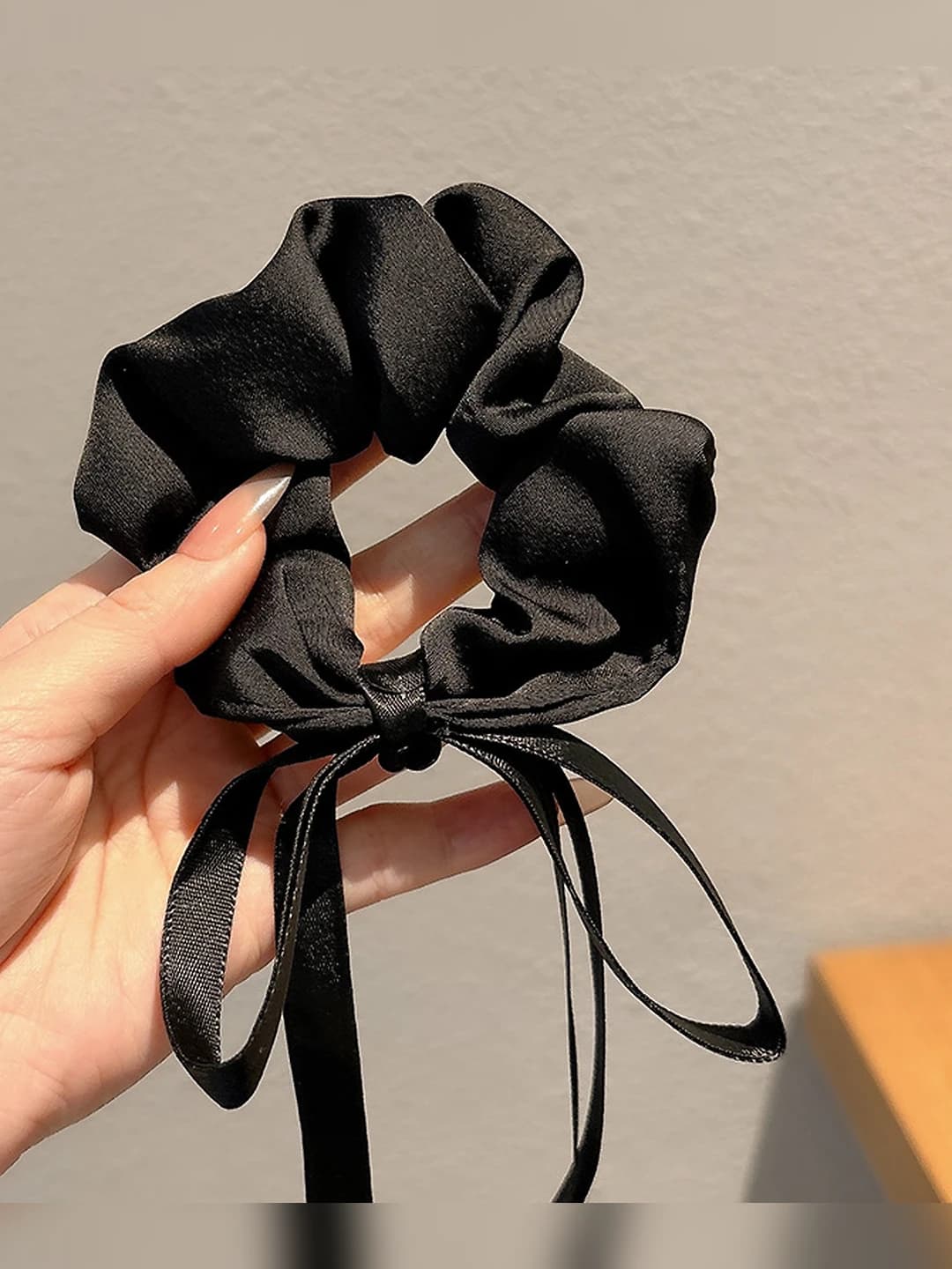 9# Black ribbon ring - 9 cm