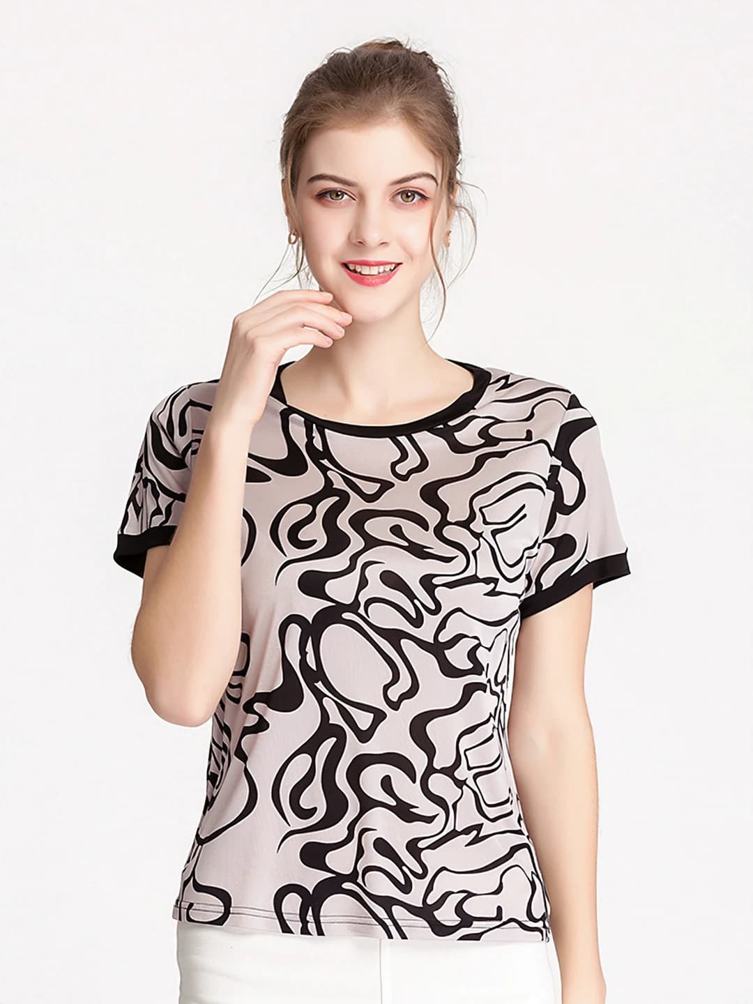 Round neck floral striped