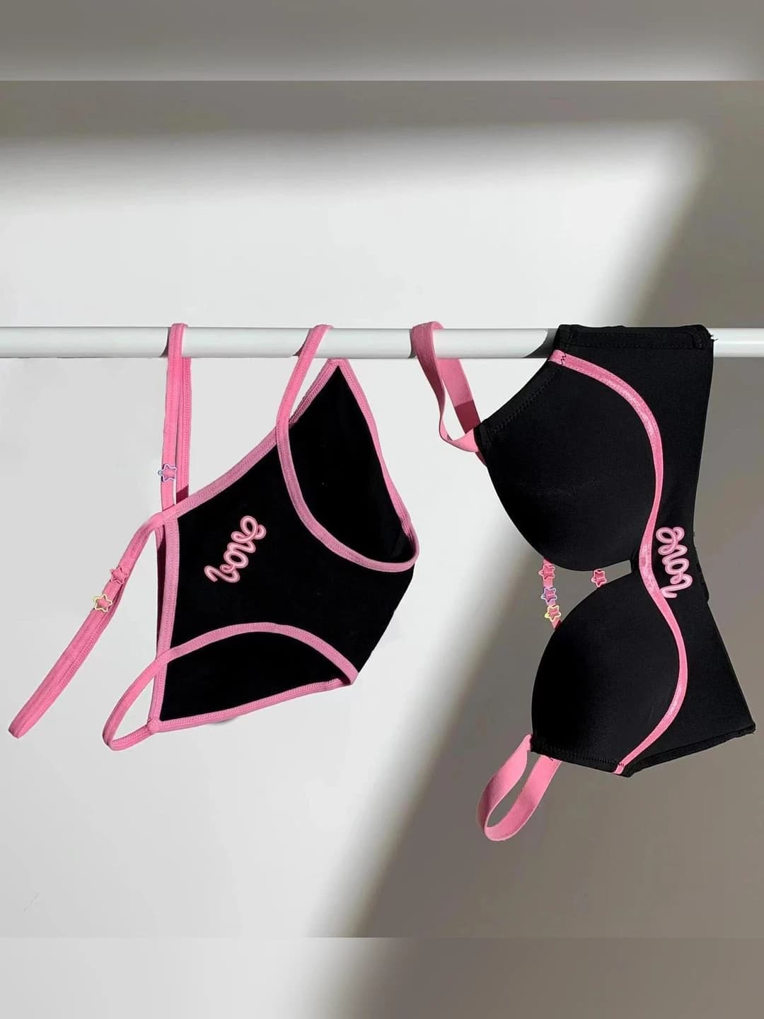 Women's seamless printed bra set: 3/4 style, thin cup, removable straps, 4-row back closure, breathable, push-up effect, side control, minimizes large bust
