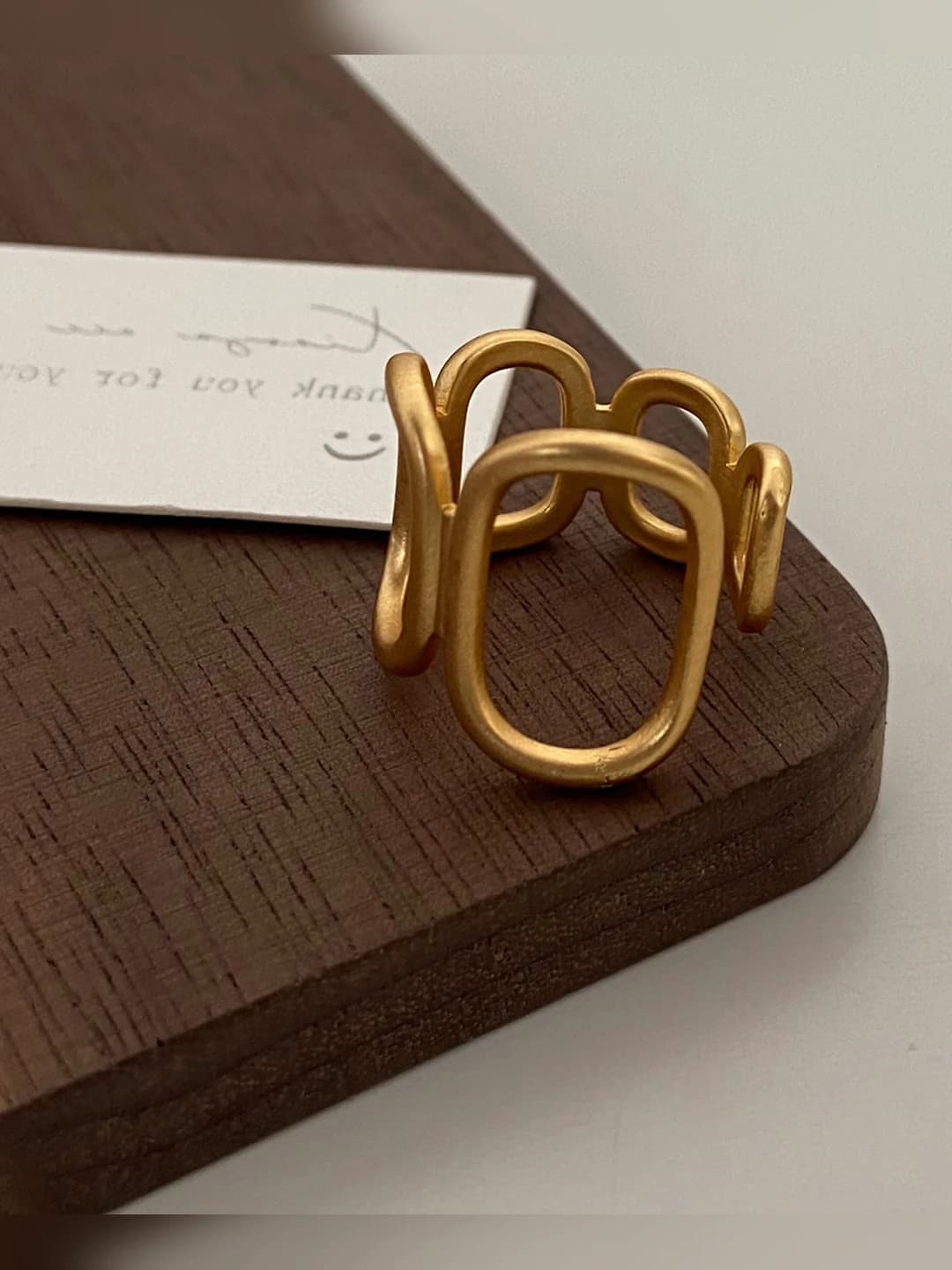 Золотое матовое кольцо - медь с покрытием 18K