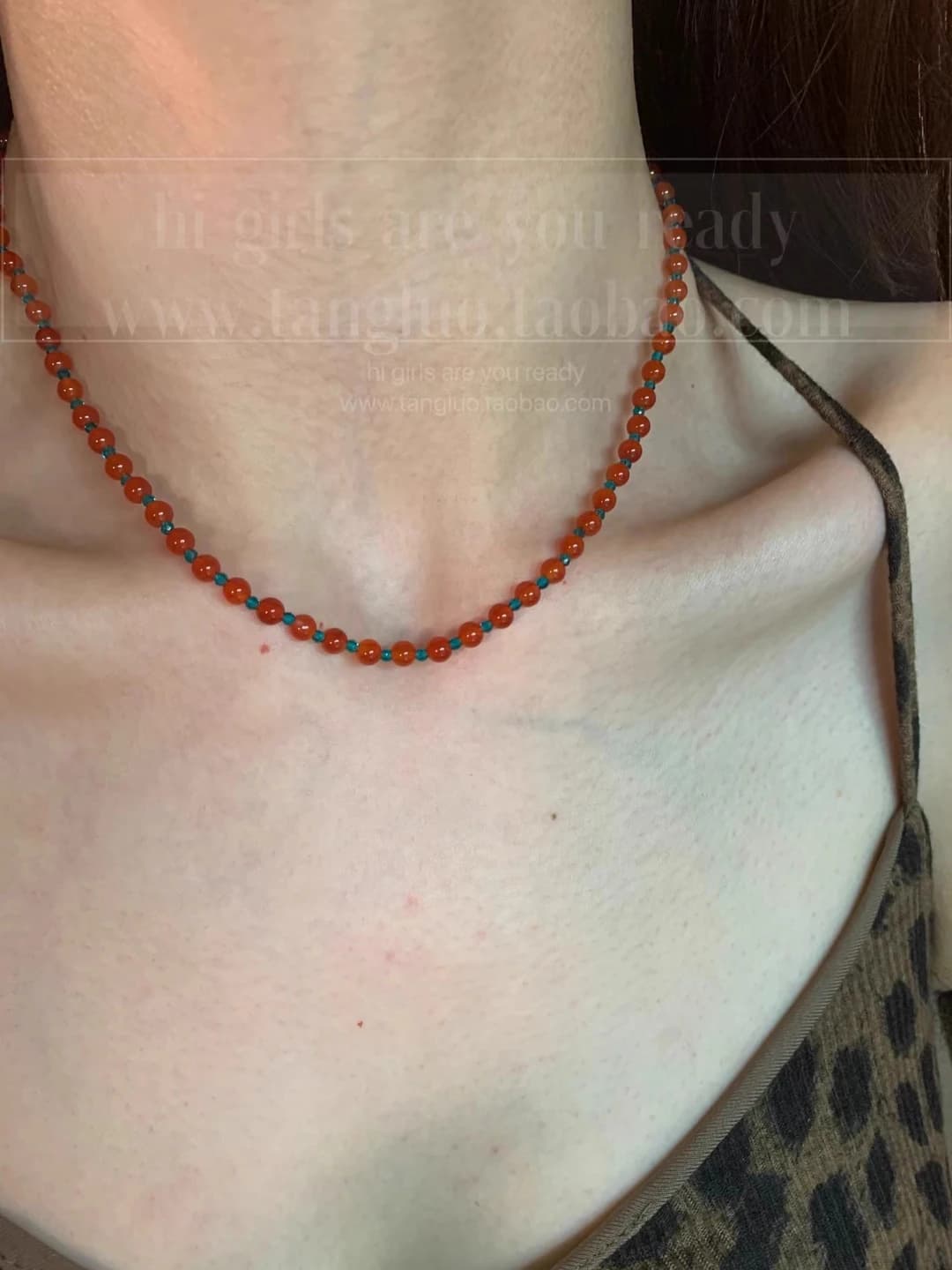 Red-blue beaded necklace