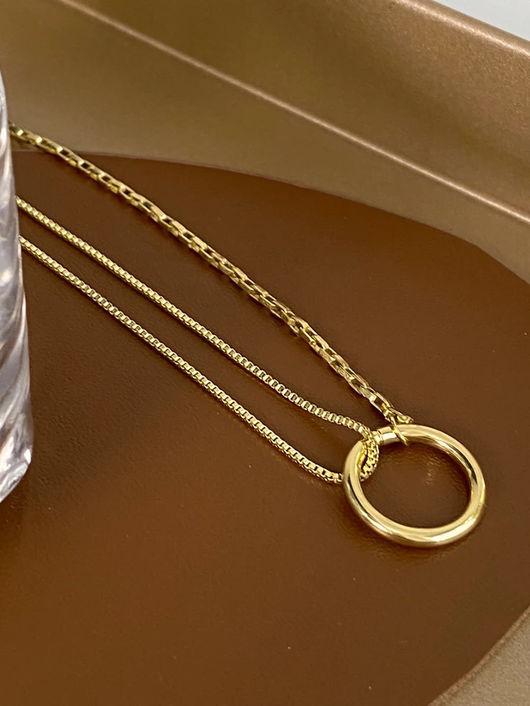 Gold, circle, necklace