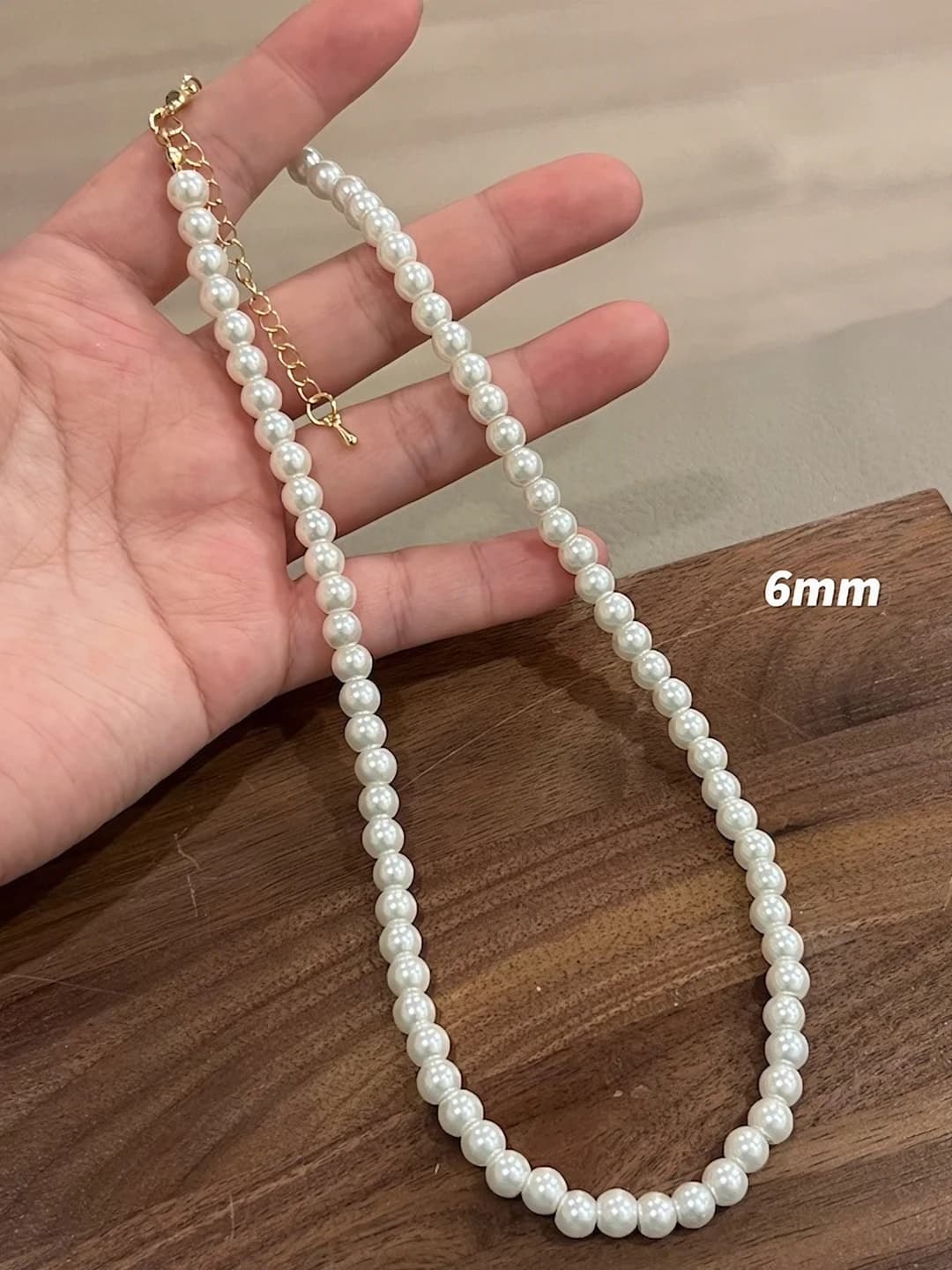 6mm glass pearl necklace