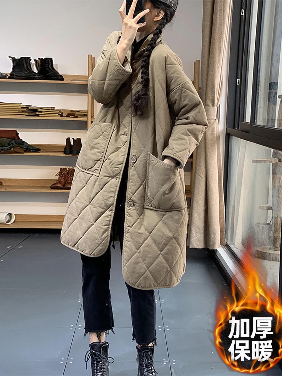 Women's winter padded coat, 2026, down-alternative fill, mid-length, loose fit, warm, solid colour, casual style