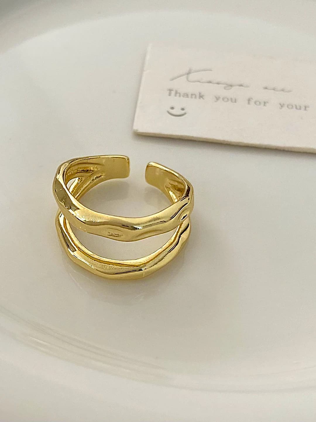 Gold double layer ring C-199