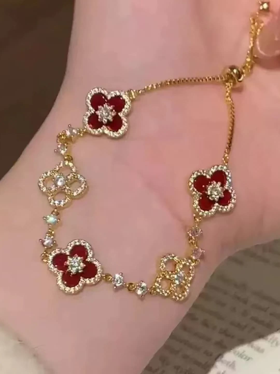 Imitation mother of pearl red flower