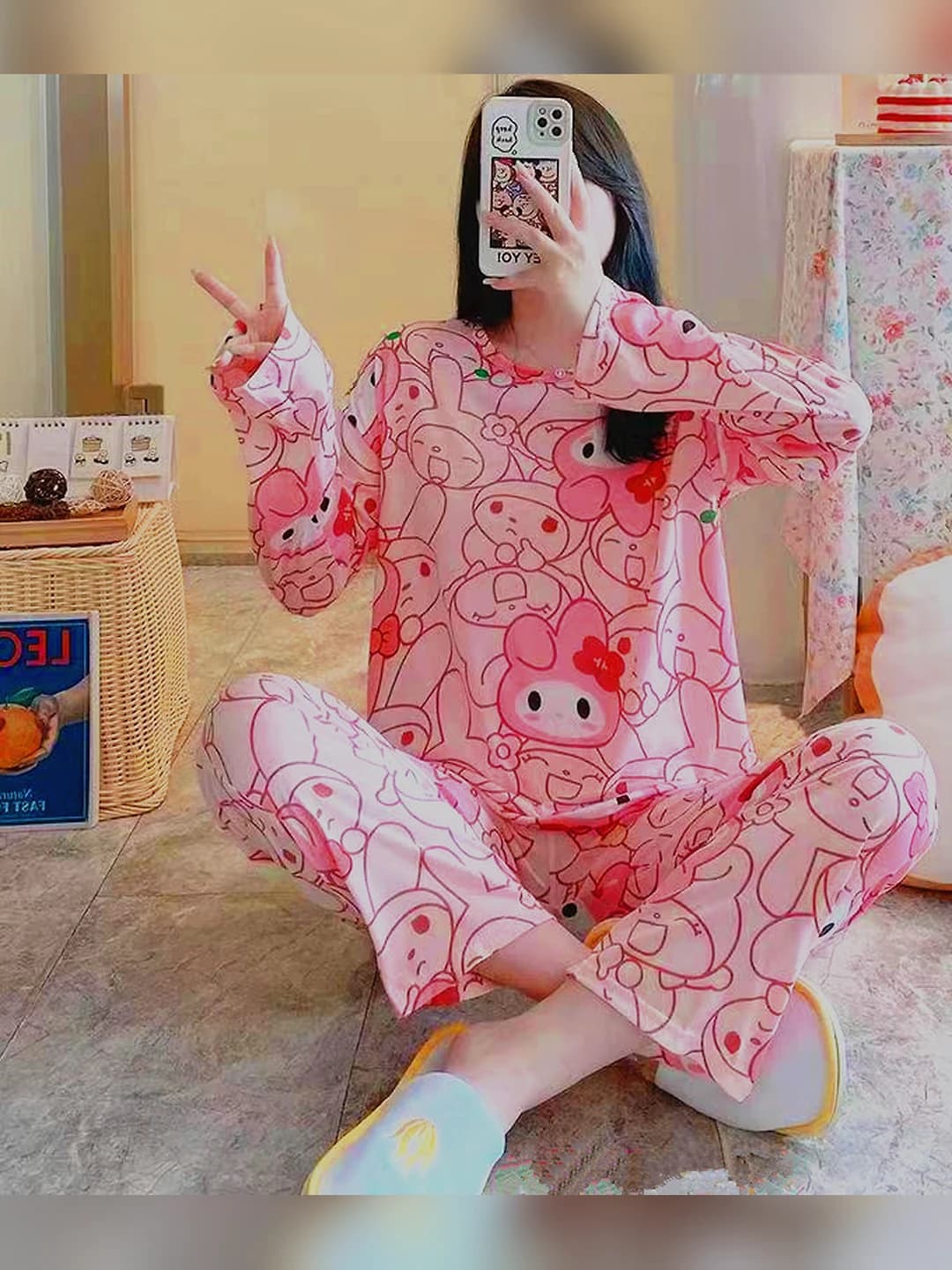 Длинный рукав розовый кролик