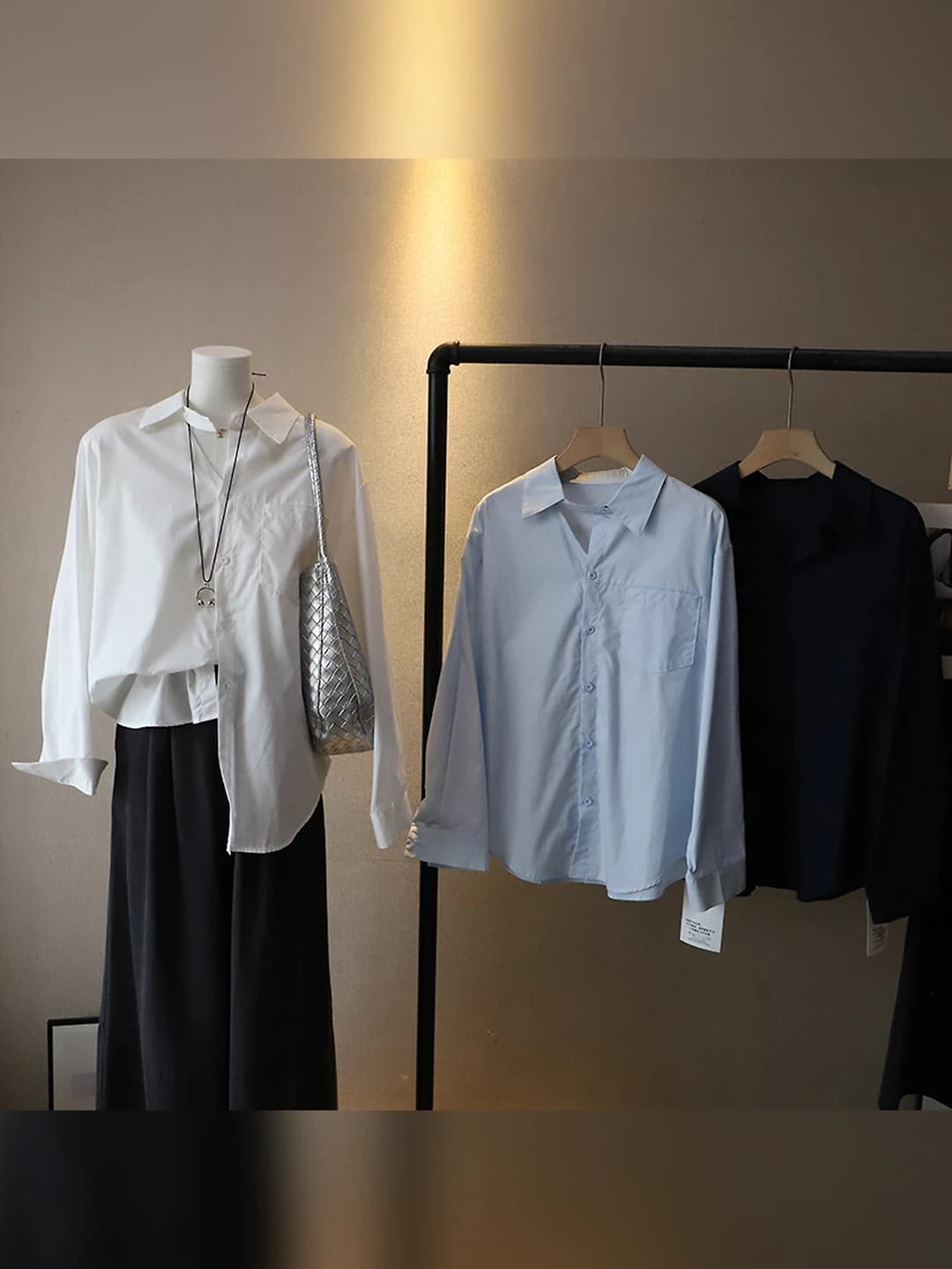 Ayollar uchun 2026 kuzgi koreys uslubida, bir rangli, bo'sh (oversize) kesim, uzun yengli ko'ylak-shirt