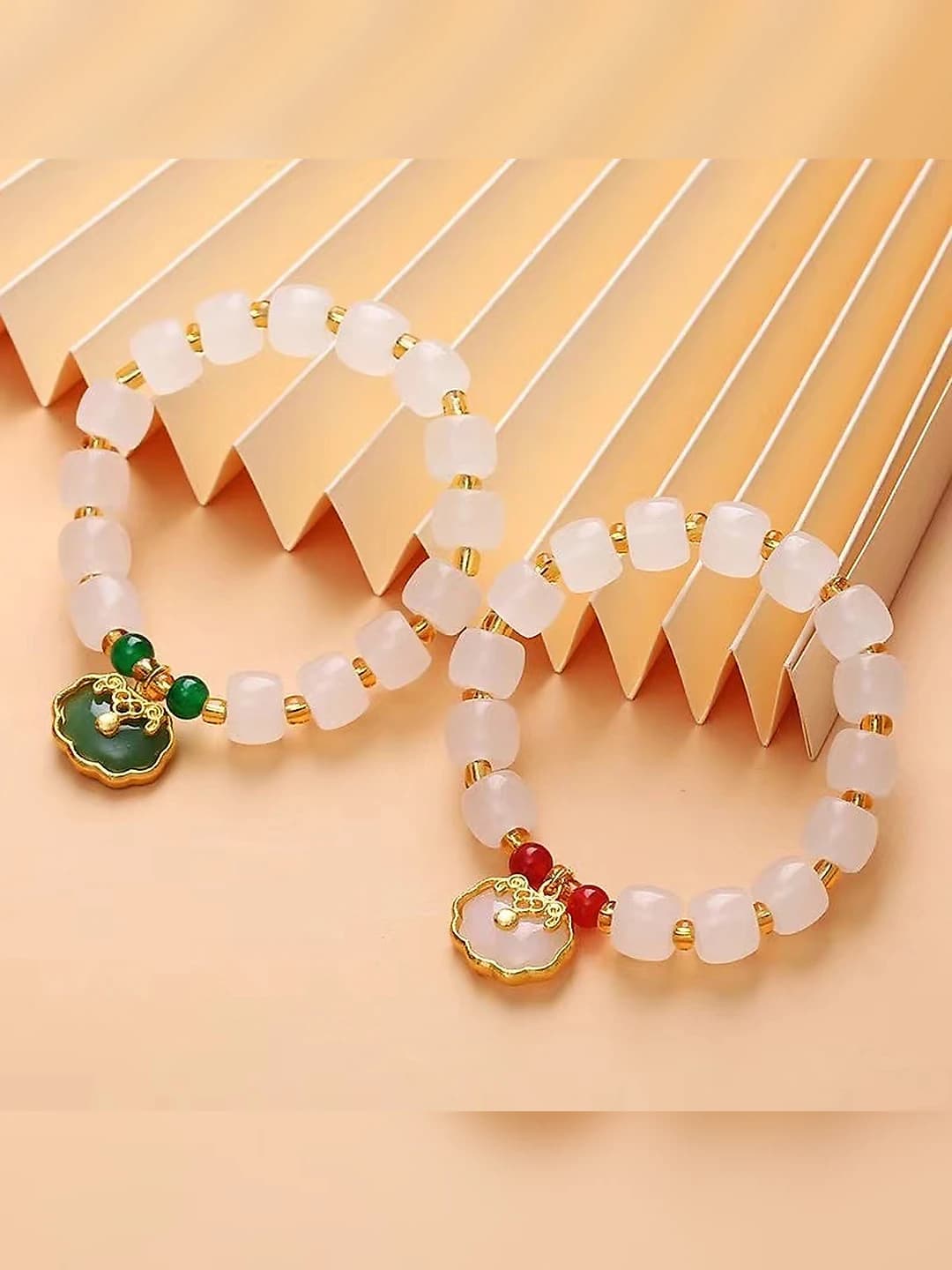 Glass and glassware handcrafted geometric bracelet with long life lock design element for men and women