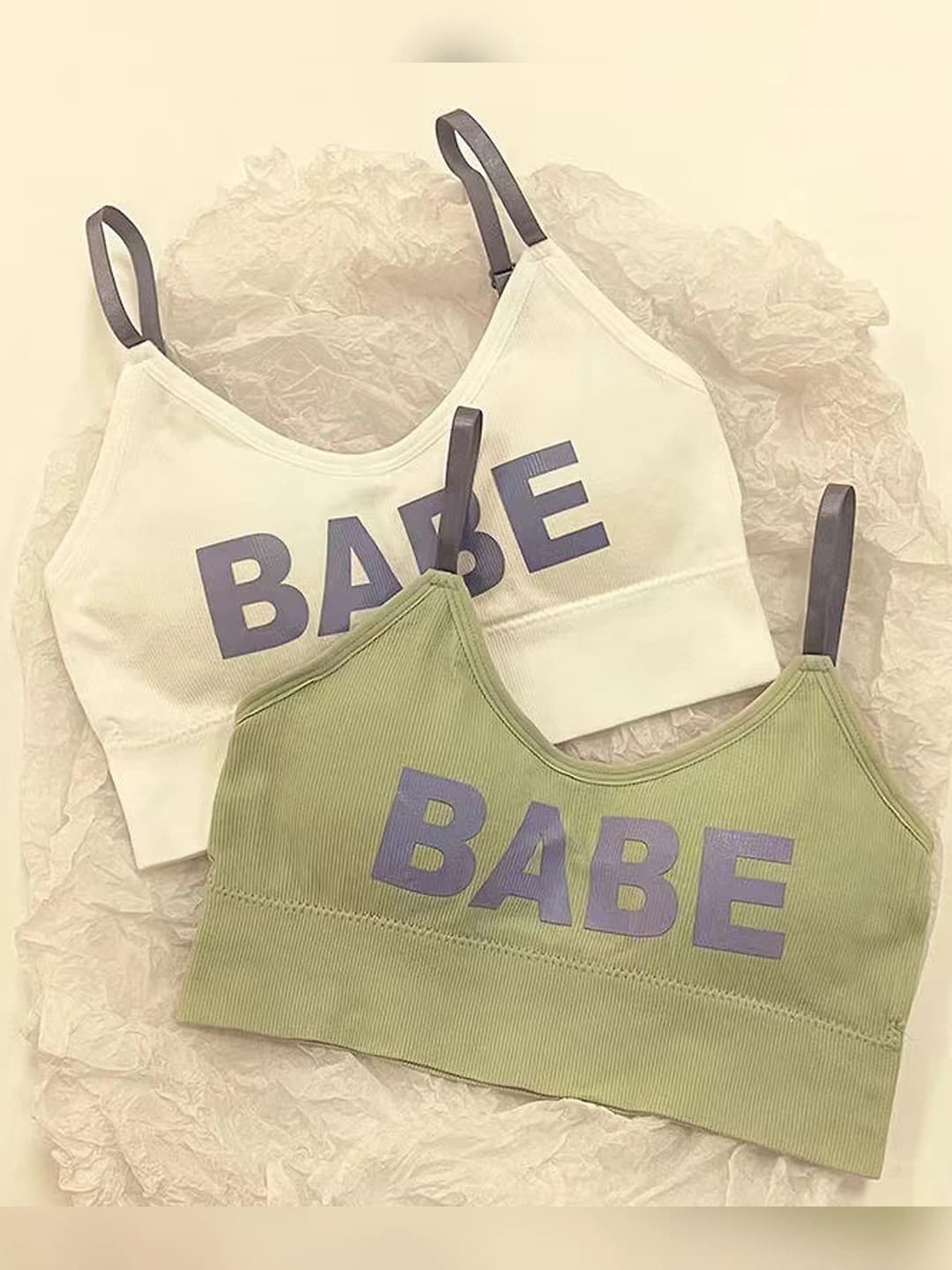 Women's underwear: breathable, Korean style, tank top style, push-up and anti-sag, beautiful back design, with cups and padding, bra