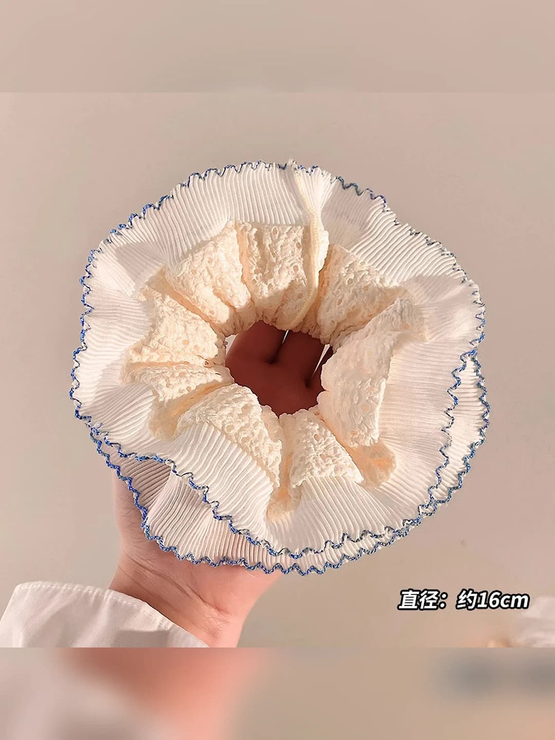 2# Двухслойный синий цветочный кружевной край - 16 см