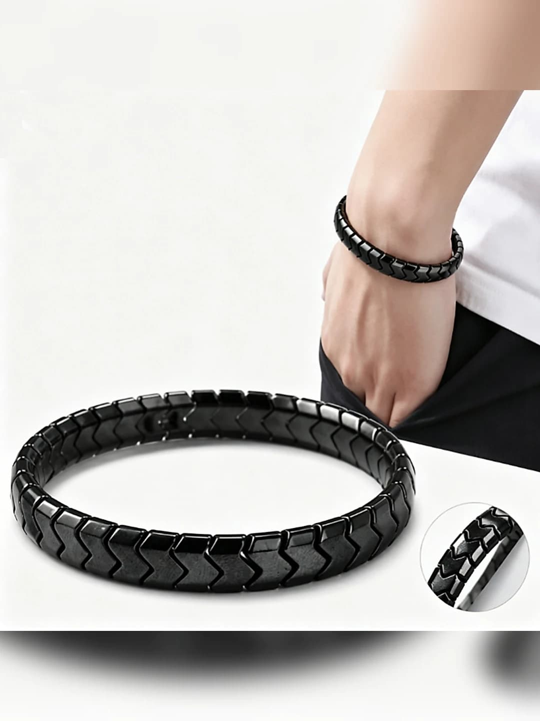 Qora obsidian to'lqinli bilaguzuk