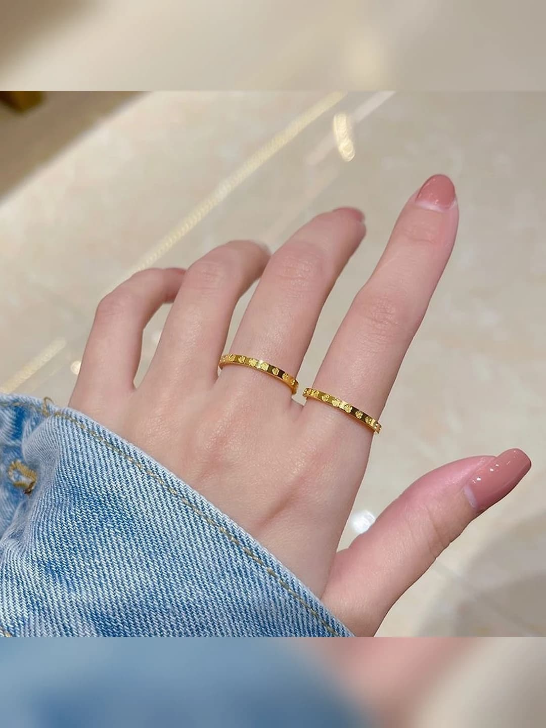 Women's titanium steel geometric multi-facet ring, minimalist style