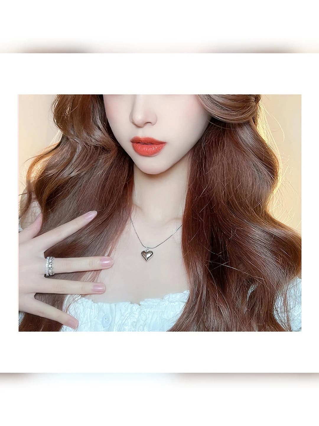 Women's titanium steel heart-shaped snake chain necklace, Korean style, summer