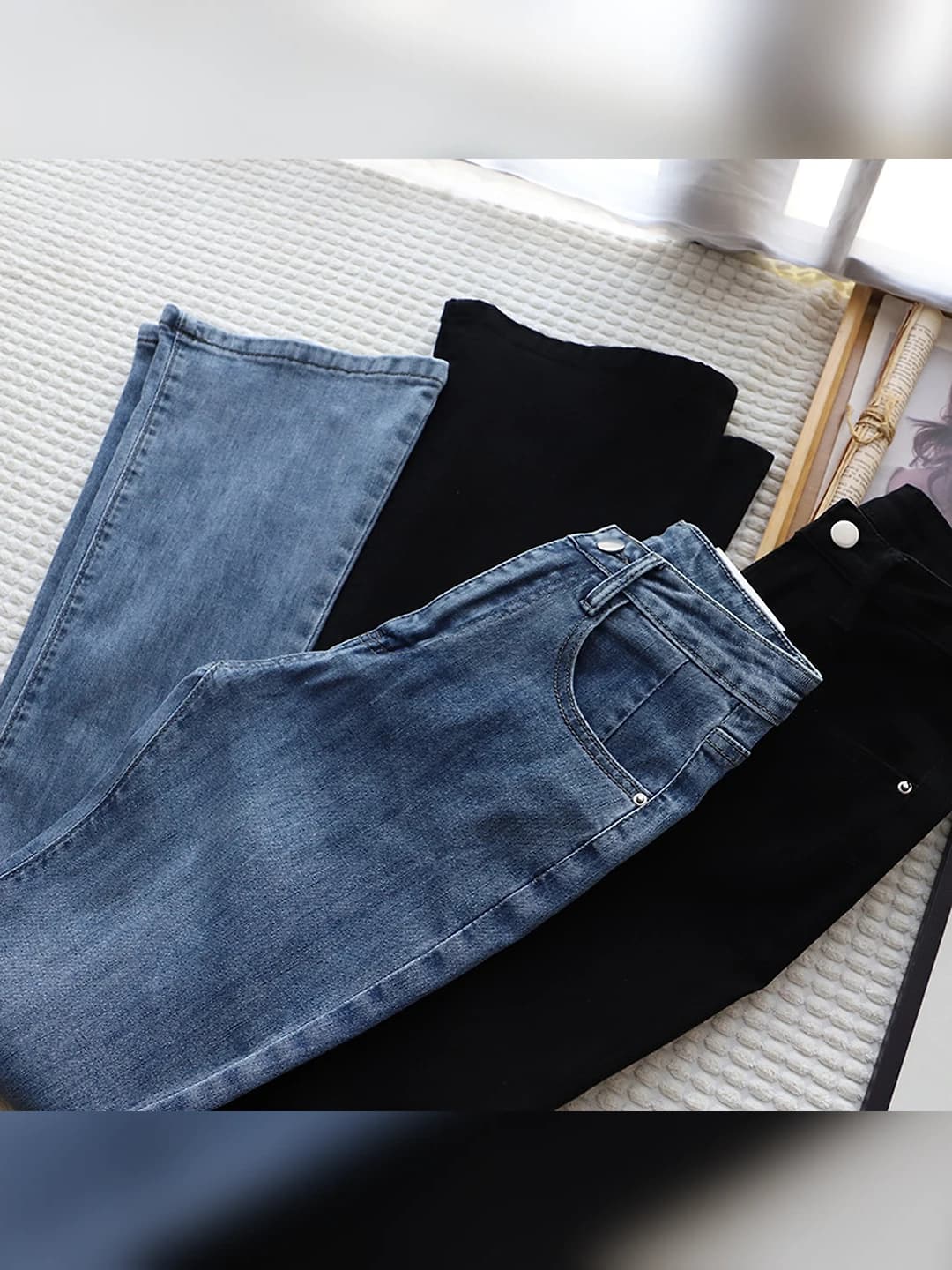 Women's wide and flared jeans 2026 autumn, high waist, slim fit, slimming, trousers