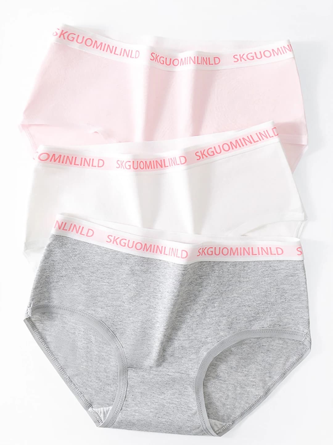 Women's pure cotton briefs, antibacterial, breathable, sports, seamless, mid-waist, letter pattern