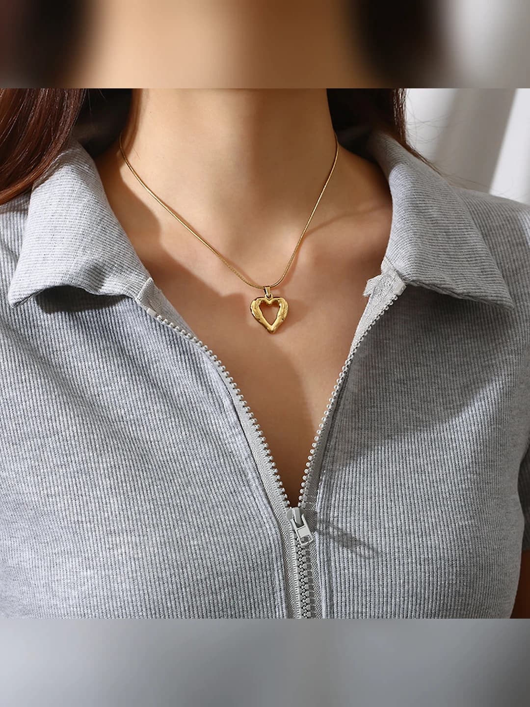 Women's heart pendant necklace, steel, 18K, for them
