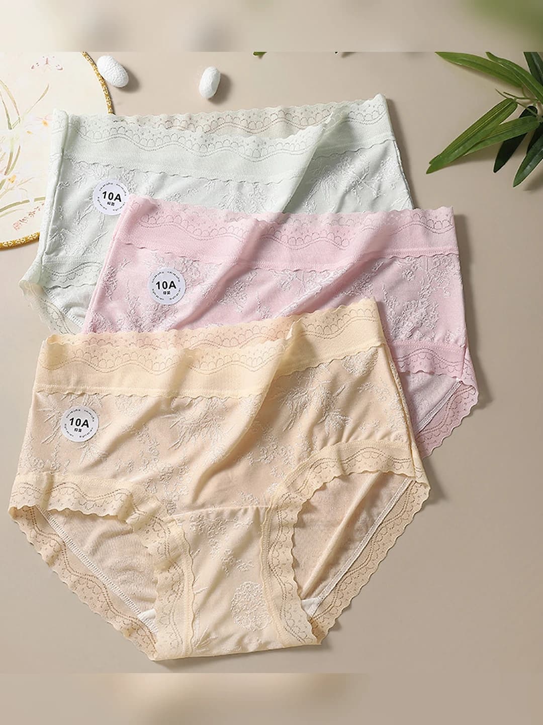 Women's briefs: ice-silk fabric, mulberry silk, mid-waist, seamless, quick-dry, breathable, antibacterial, summer, spring, autumn