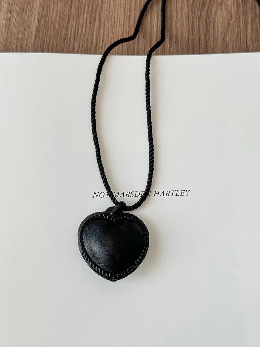 Black leather heart necklace