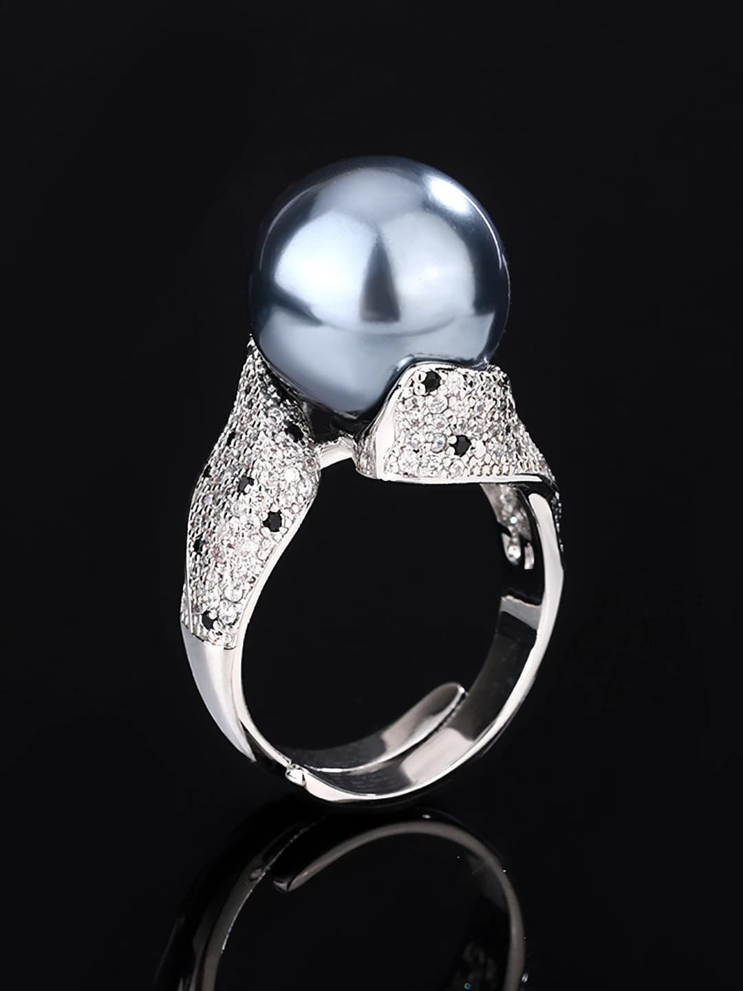 Women's ring 2026, metal, 14 mm, geometric shape, rhinestone set, OL style