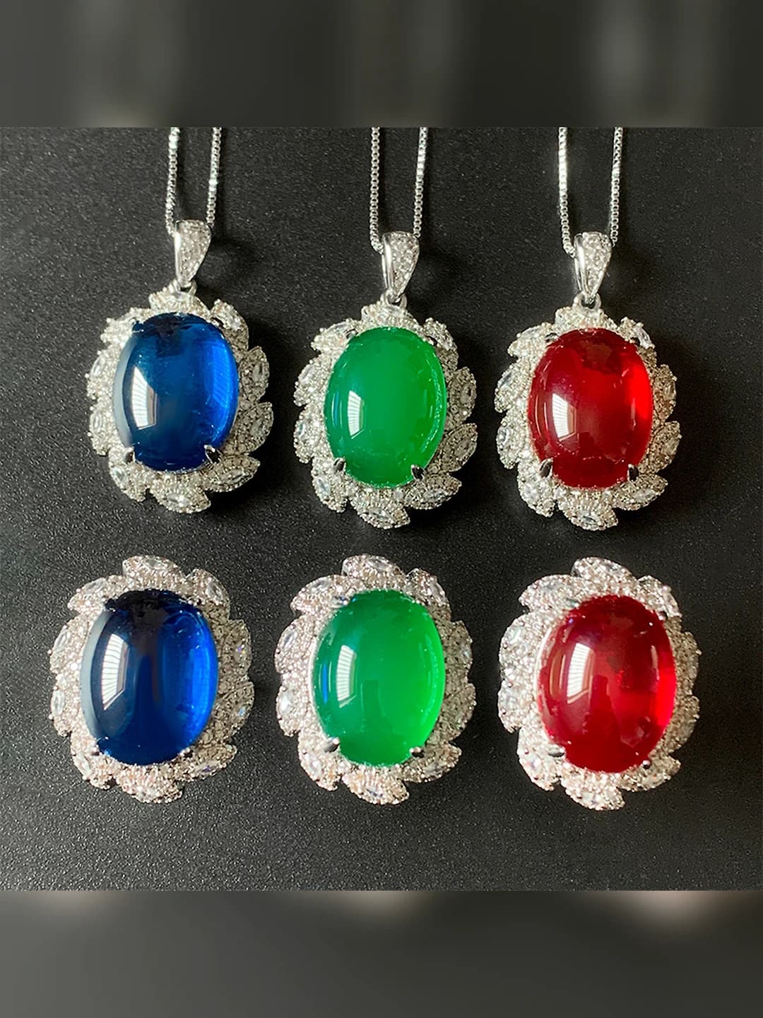 Women's 2026 light luxury set: copper base, diamond-like plating, jade inlay, U-shape, 15*20