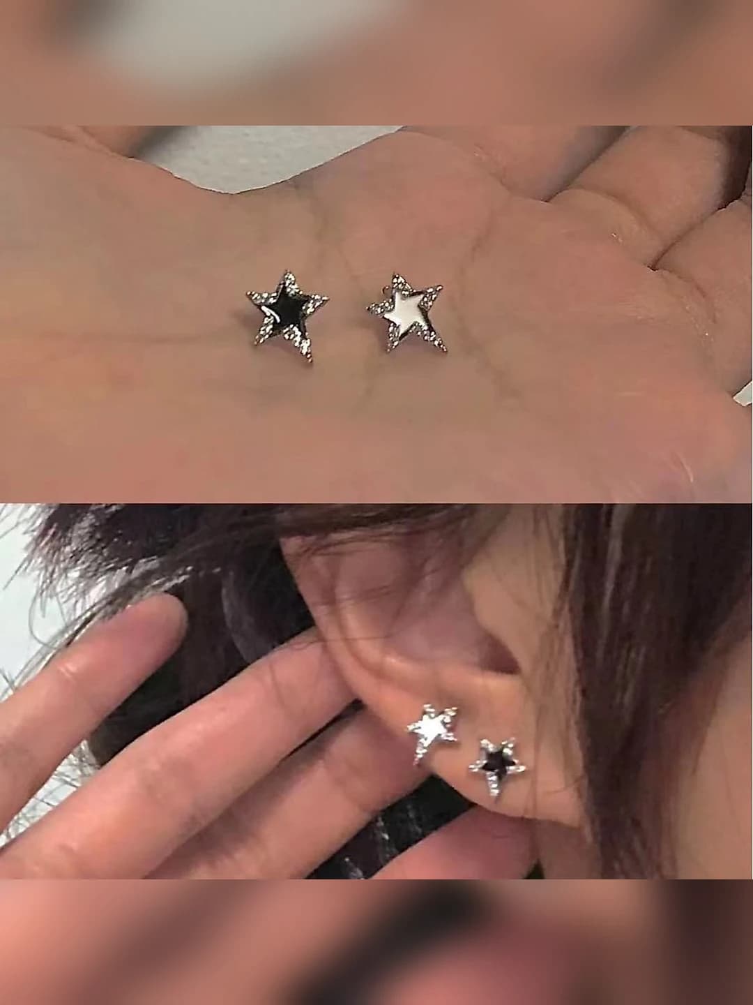 Women's retro five-pointed star metal earrings
