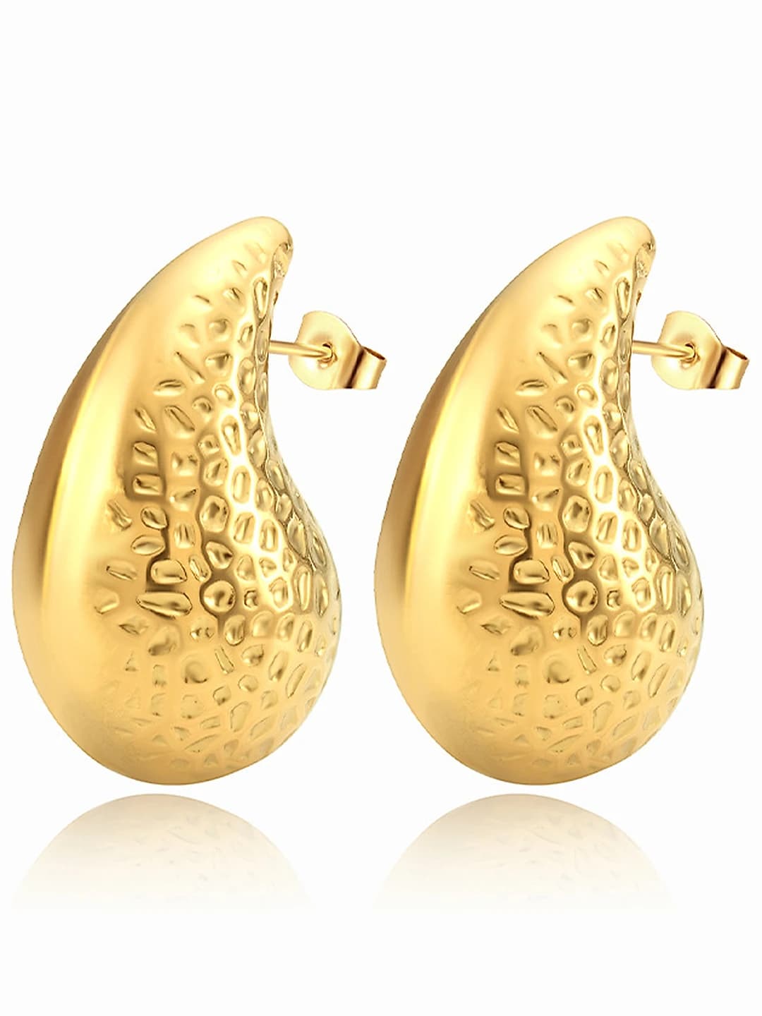 Hammered teardrop gold