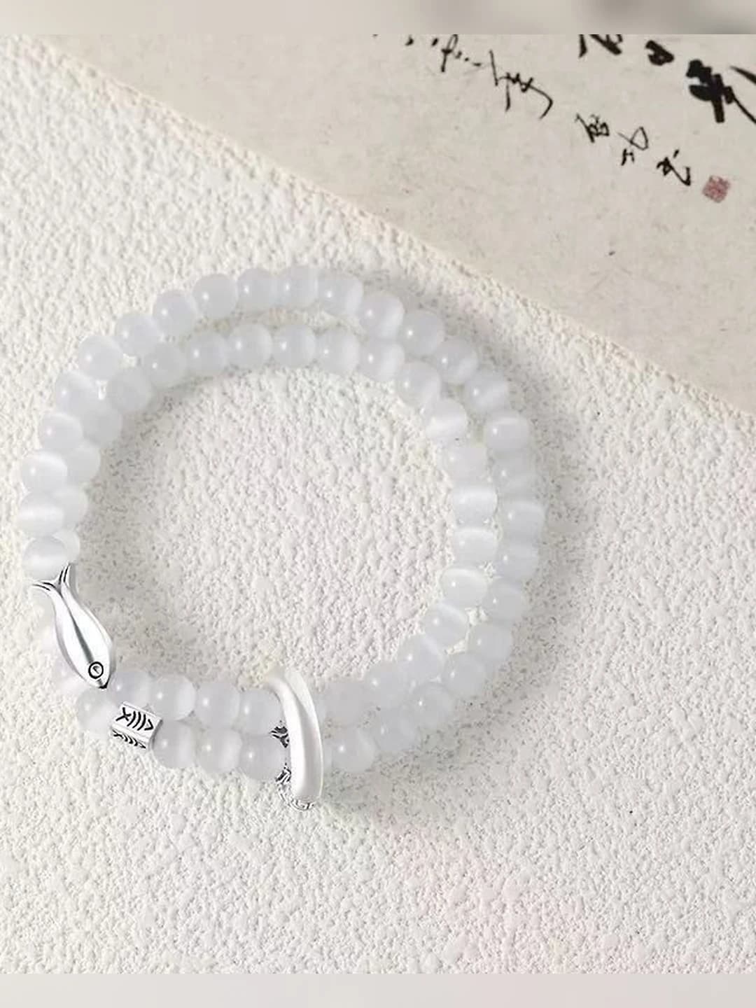 White koi double strand bracelet
