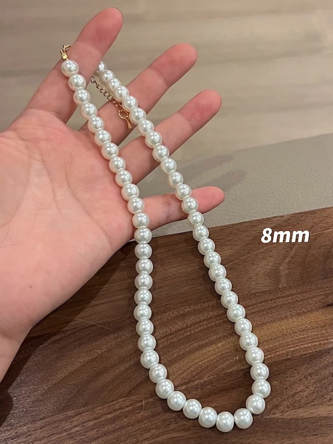 8mm glass pearl necklace