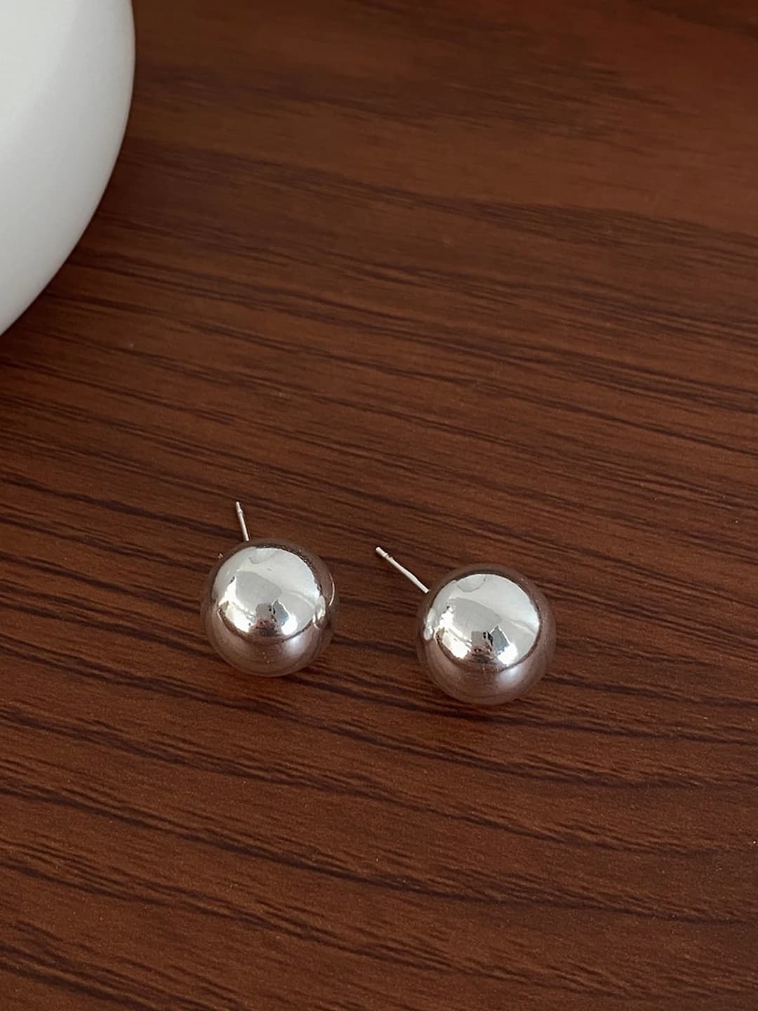 Silver 14mm ball stud earrings