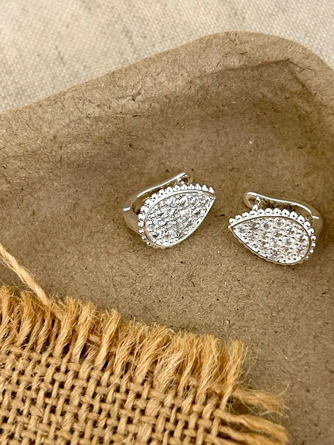 Silver drop stud earrings