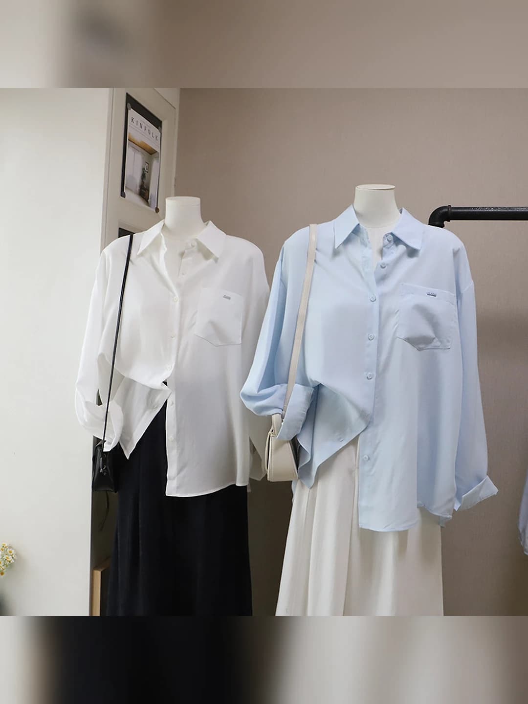 Ayollar uchun 2026 bahor yangi mahsulot, koreys uslubidagi toza, oddiy, nozik ko'rsatadigan, bo'sh (oversize) o'rta-uzun ko'ylak-shirt