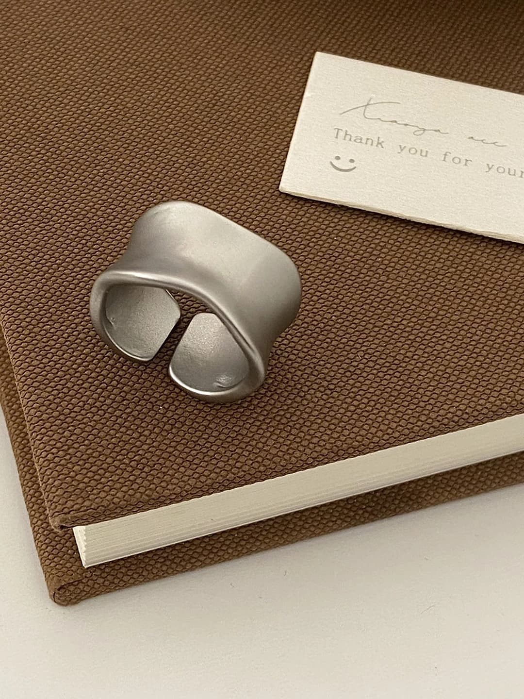 Silver wide matte ring - real gold plating