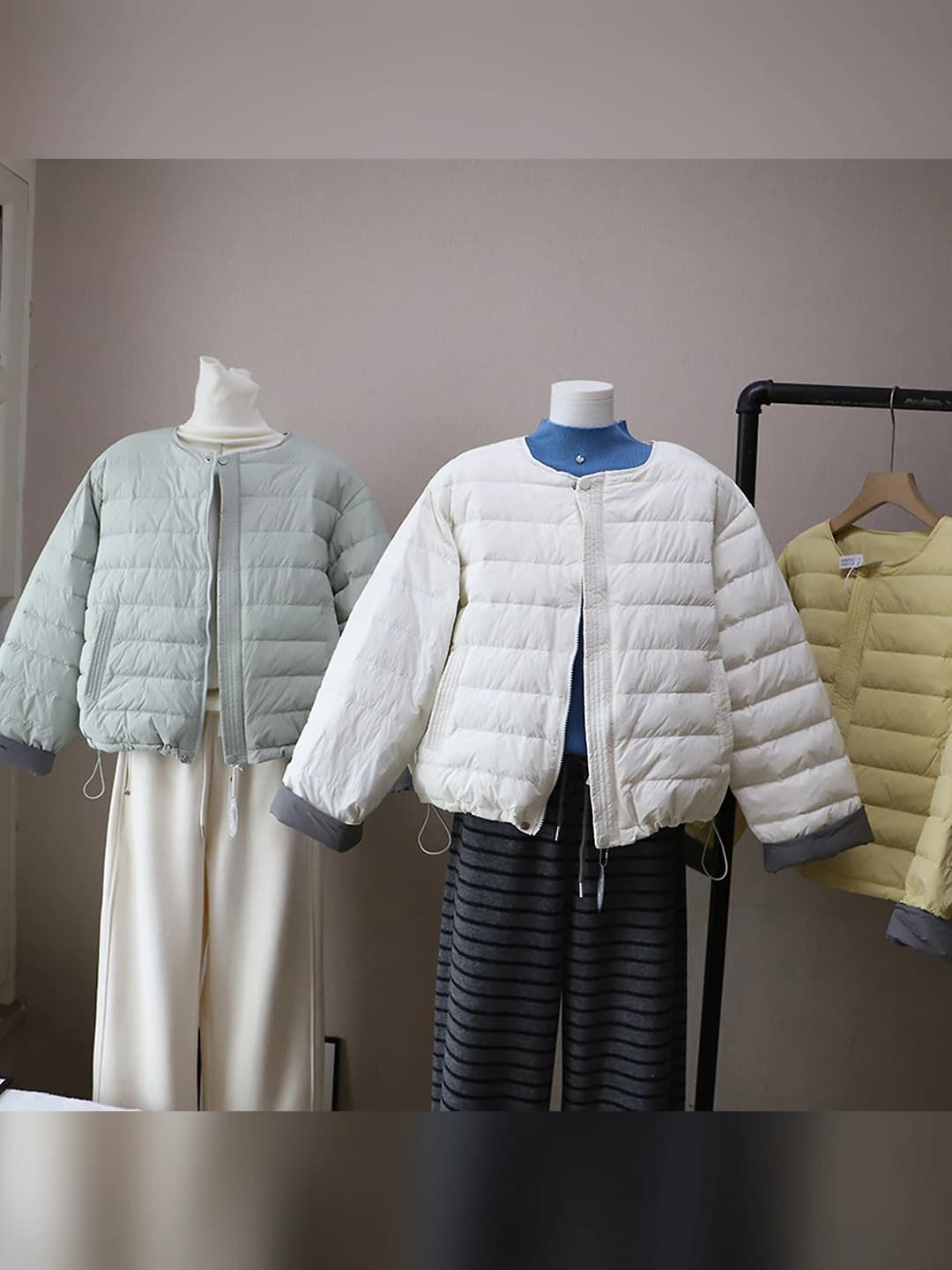 Women's 2026 autumn-winter Korean style down jacket with crew neck, loose fit, long sleeve, warm, for petite