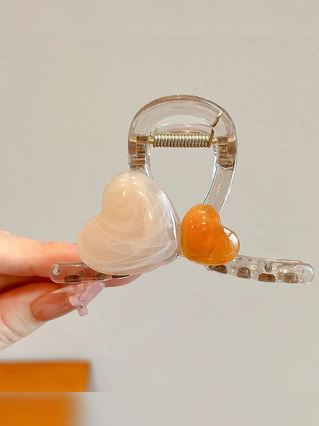 9# (Средний) Кофейный прозрачный сердечко зажим 8cm