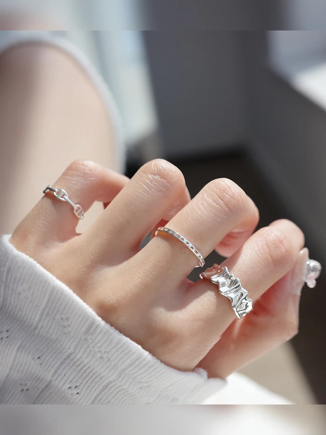 Women's geometric ring: plated brass, minimalist ins style, for index finger