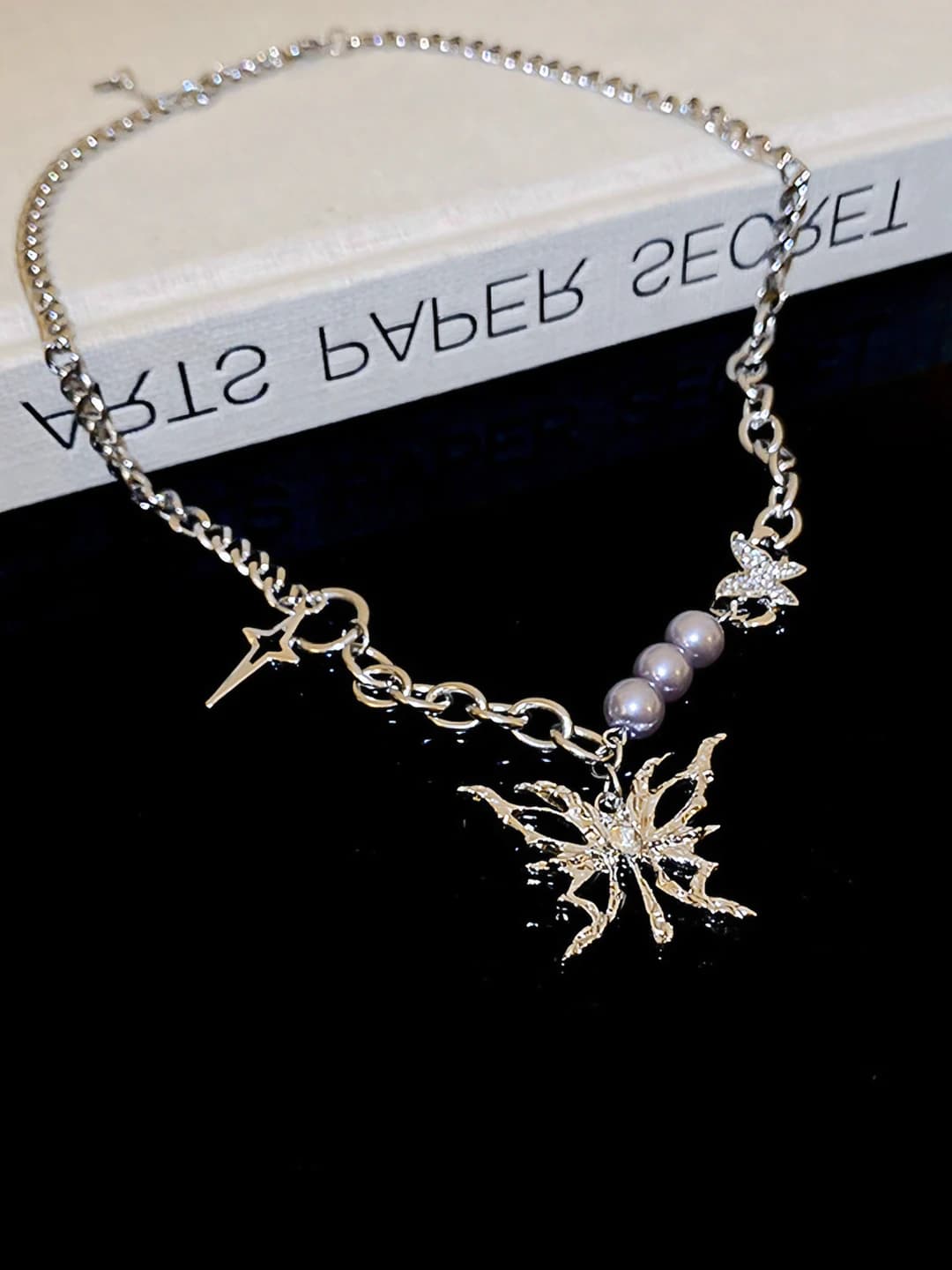 Silver, butterfly, titanium steel