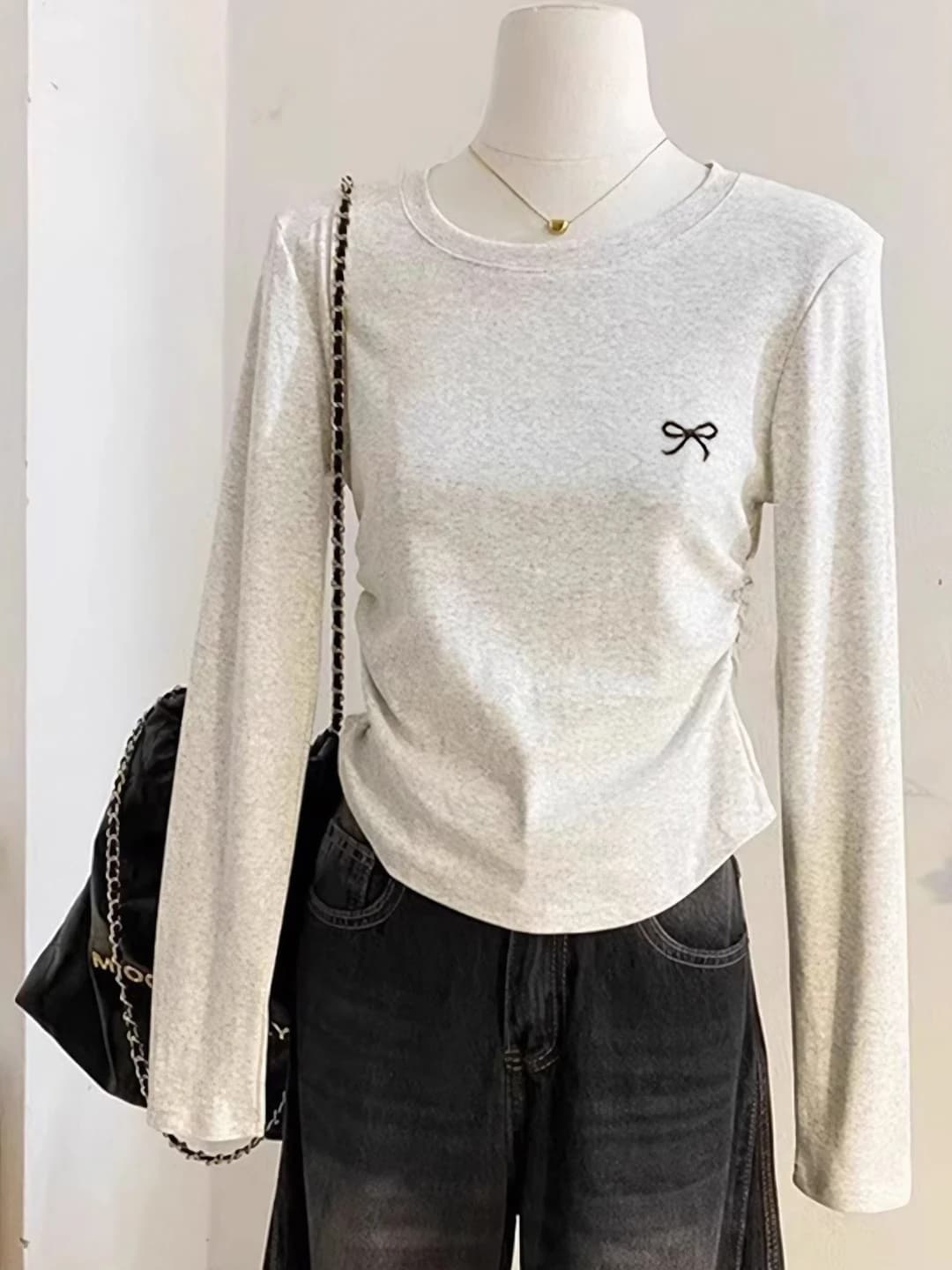 White floral grey (bow)