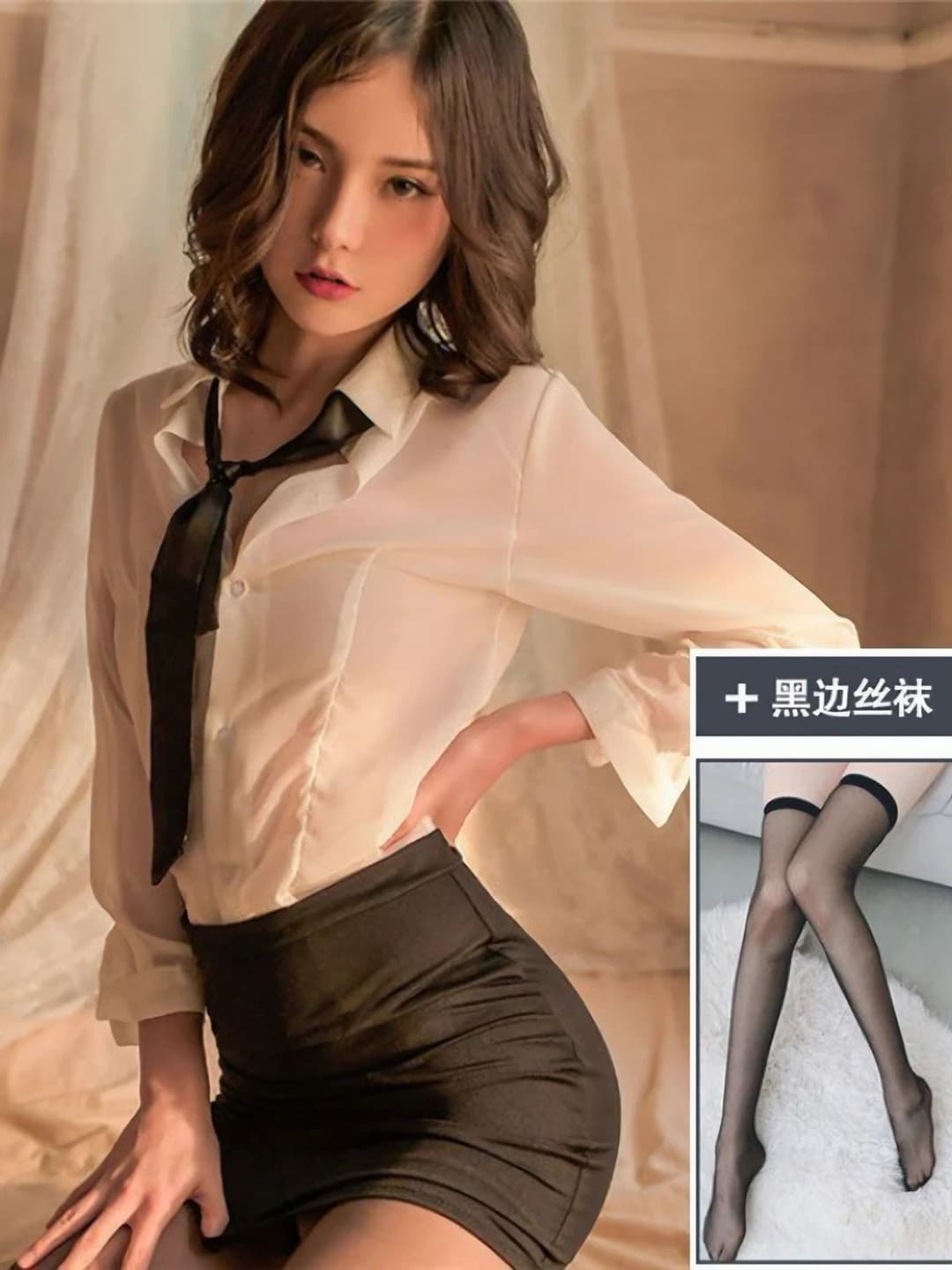 Top+Skirt+Tie+Underwear+Black edged