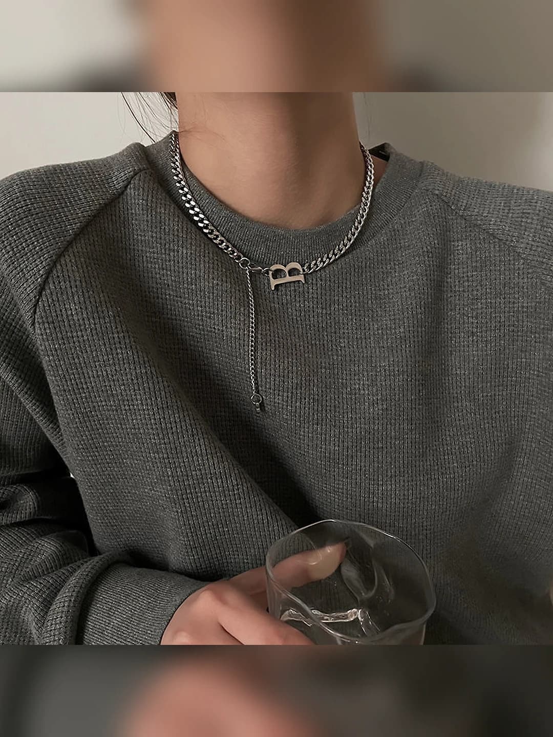 Women's B letter chain necklace, style: fashion OL, design element: English letters