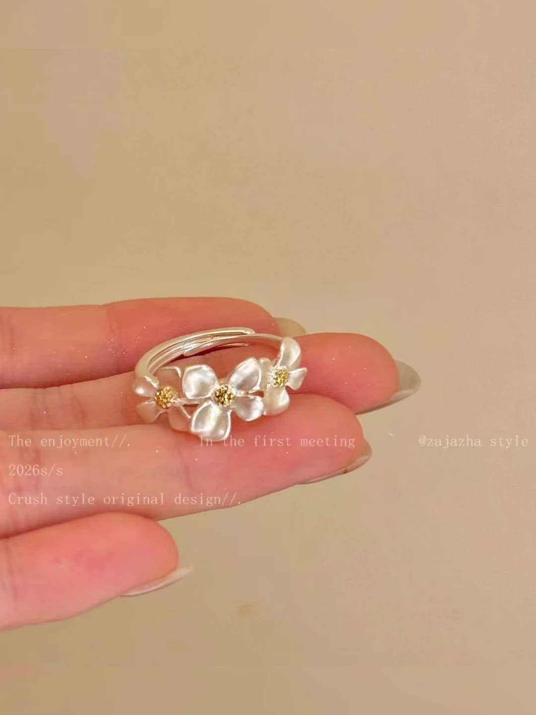 12# white flower ring