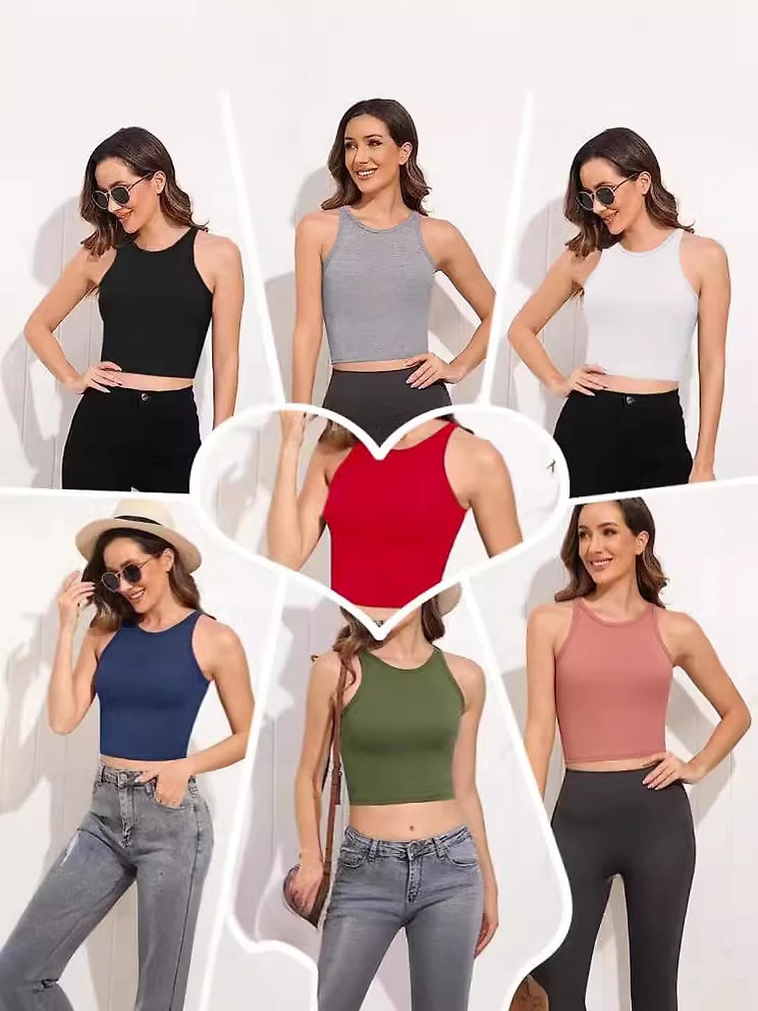 Women's 2026 summer sleeveless tank top, slim fit, solid colour, stretch polyester