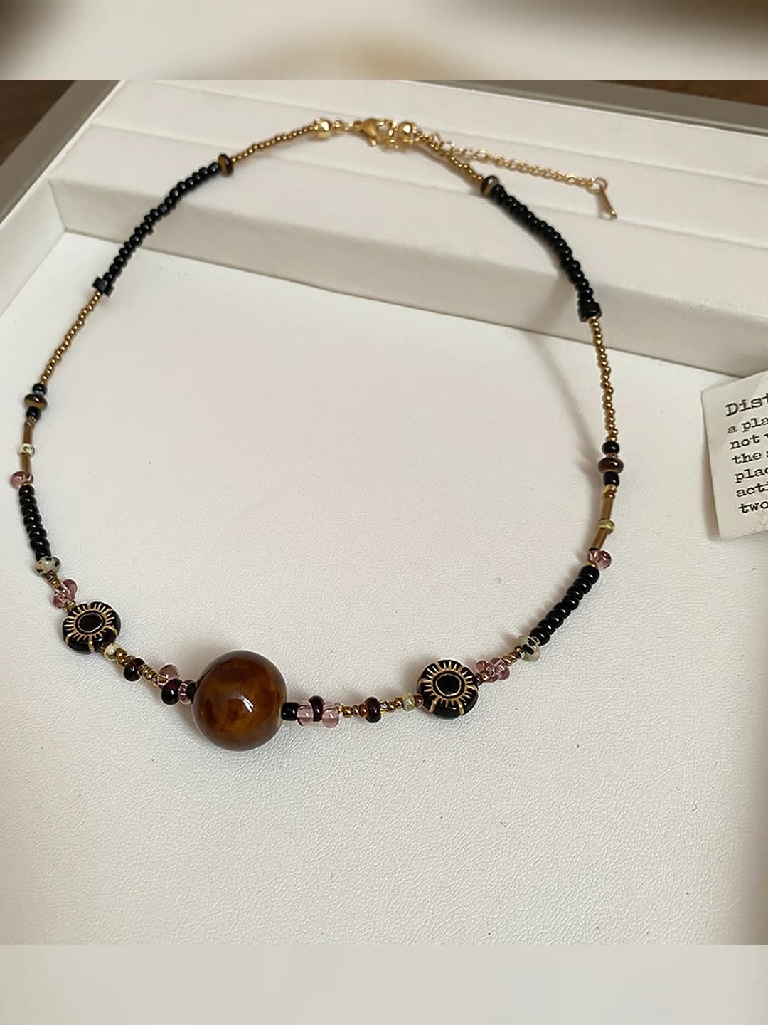 41# Coffee round beads necklace