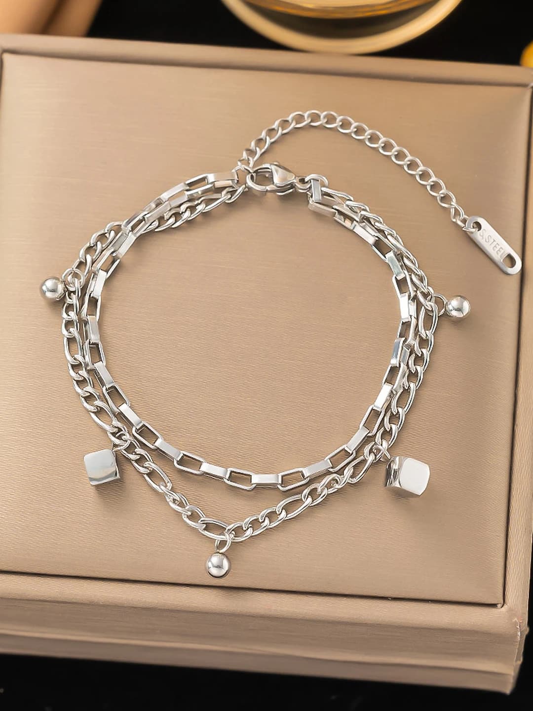 Square double chain, steel